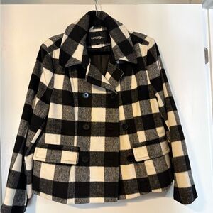 NWOT George Buffalo check pea coat